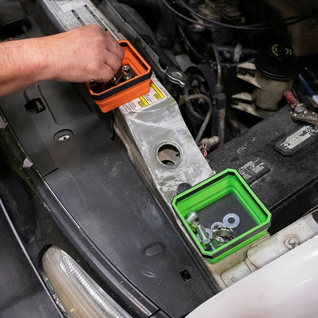 🛠️ Upgrade Collapsible Magnetic Parts Tray – Organize Small Tools & Parts!