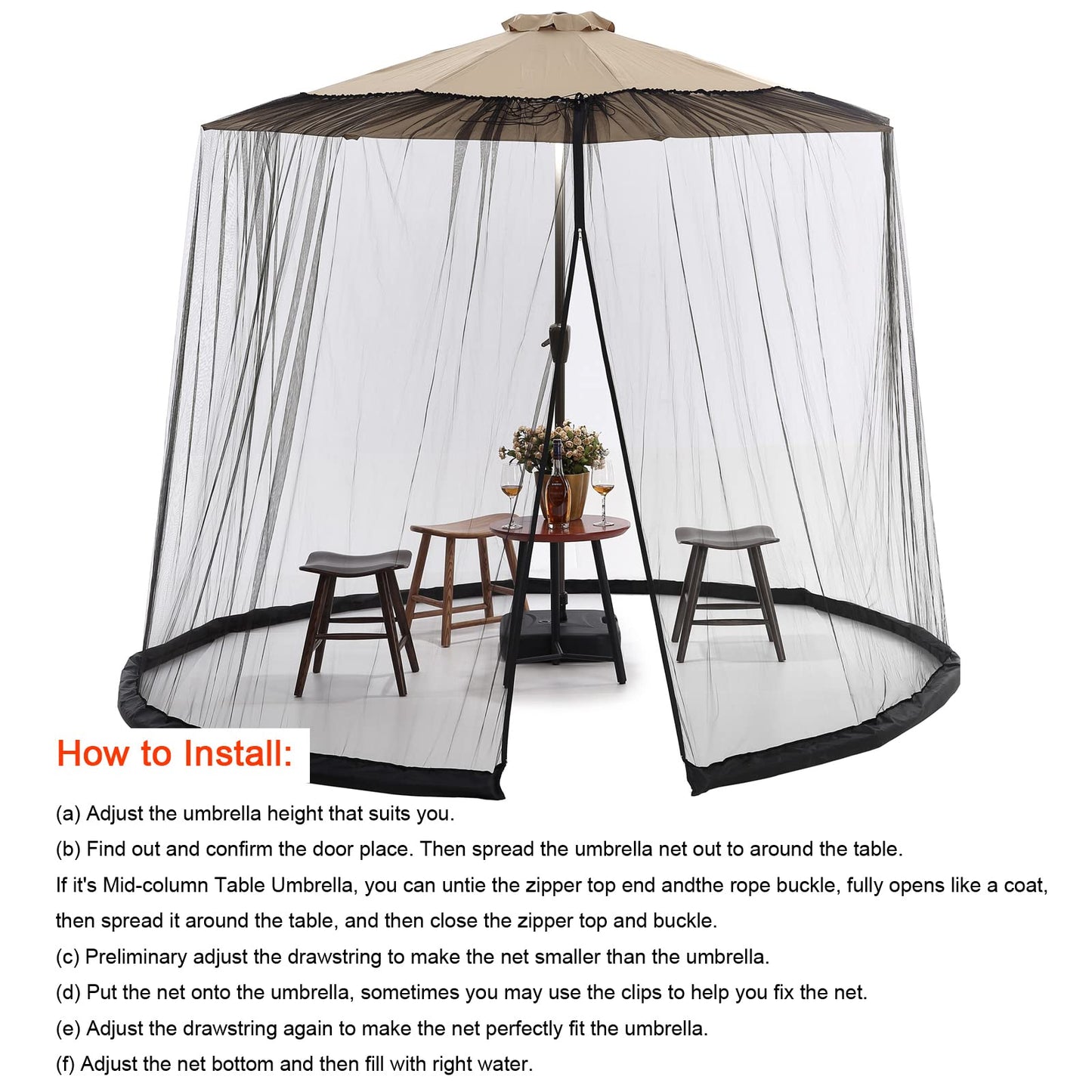 hambort™ - 7.5-10 FT Patio Umbrella Mosquito Net