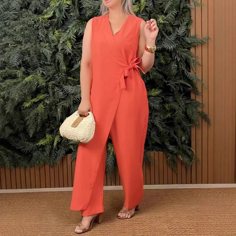 Limited Sale 49% OFF💖 Solid Color Casual Strapless V-Neck Jumpsuit