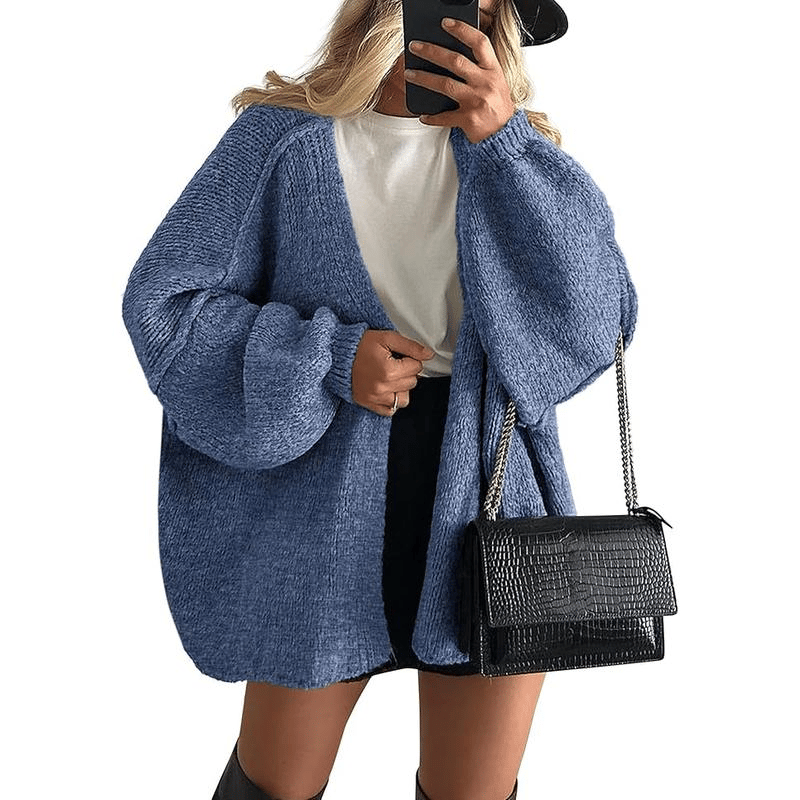 🧺✨ Women's Oversized Cardigan Sweater Fall Long Lantern Sleeve Knit