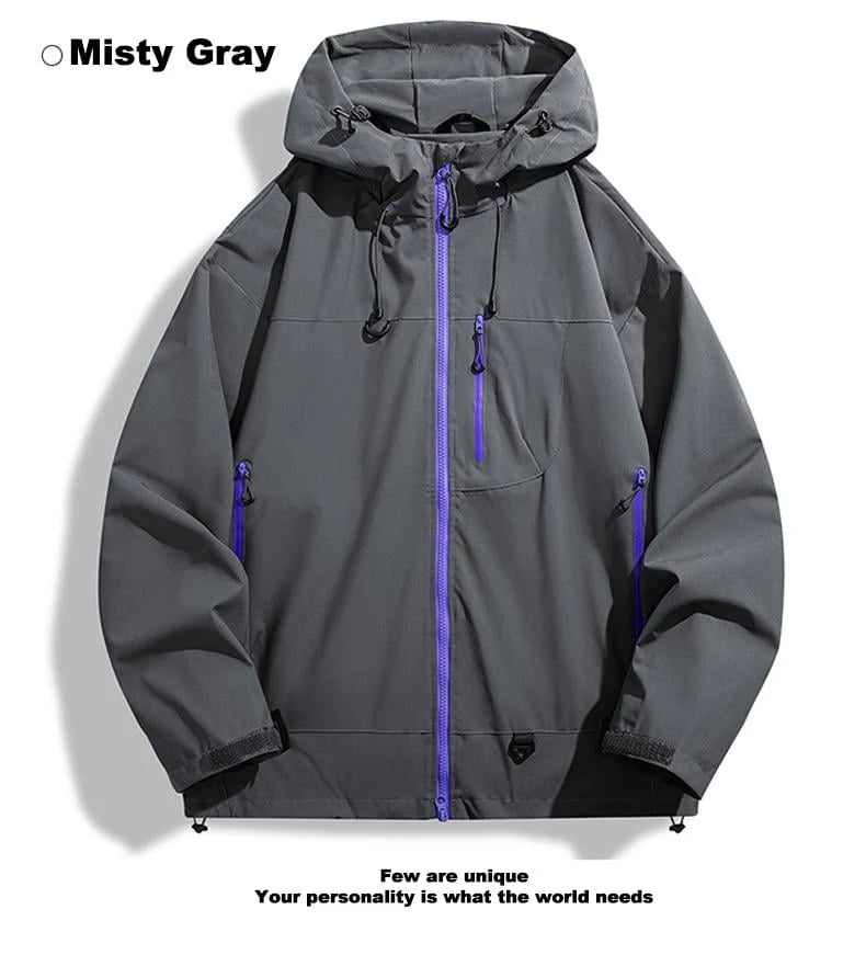 🍁🧥New Outdoor Hooded Couples' Mountain Climbing Jacket🍂Spring & Autumn Windproof Waterproof Breathable Stylish Plain Jacket