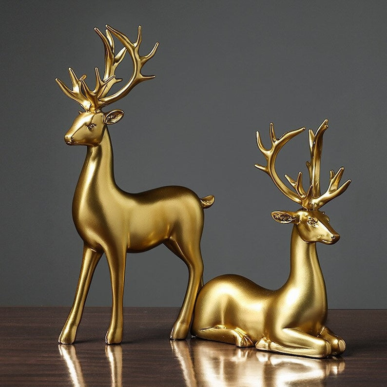 hambort™-Golden Couple Deer Figurines