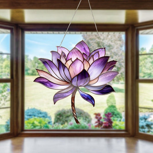 hambort™-Purple Lotus Acrylic Window Hangings, Lotus lovers gift,Home Decor, Gift For Her