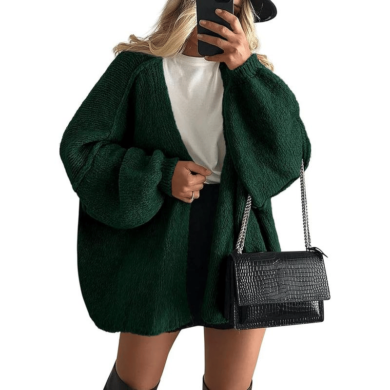 🧺✨ Women's Oversized Cardigan Sweater Fall Long Lantern Sleeve Knit