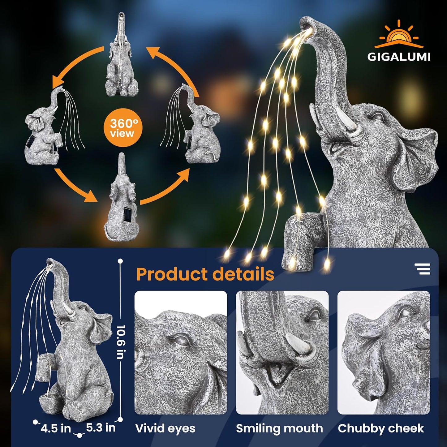 hambort™-Elephant Statue Solar Garden Decor LED Light Strings